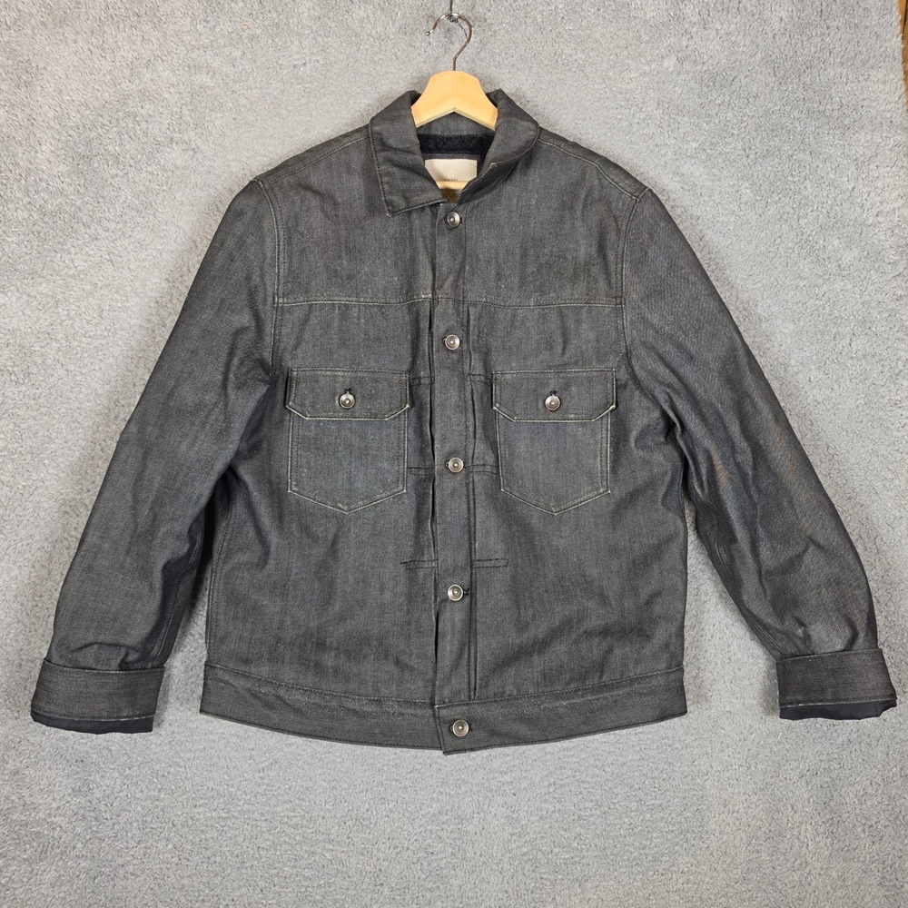 Gap 1969 Denim Trucker Jacket Mens L Black Excellent Sherpa Lined Workwear